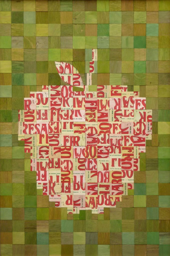 Miles Allen-La pomme (2012) Plywood, ink and wax. 90x60