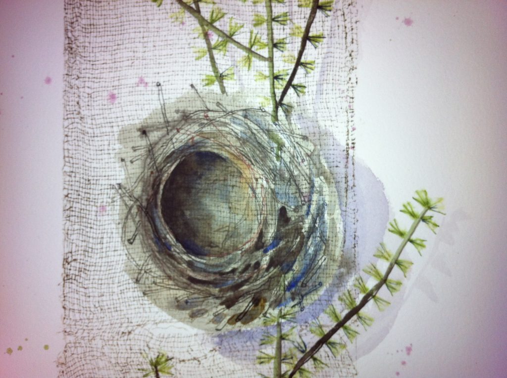 FRAGILITY Nest DETAIL Collograph and Ink Drawing 2012
