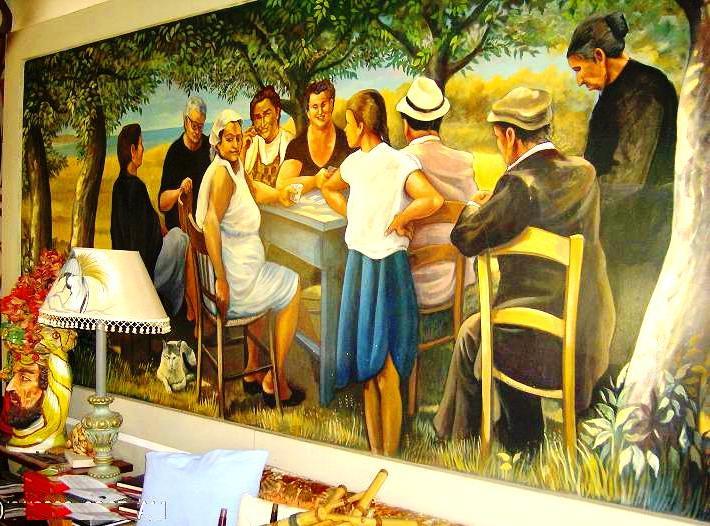 7 the relatives -varnish-acrylic on wall 140x400